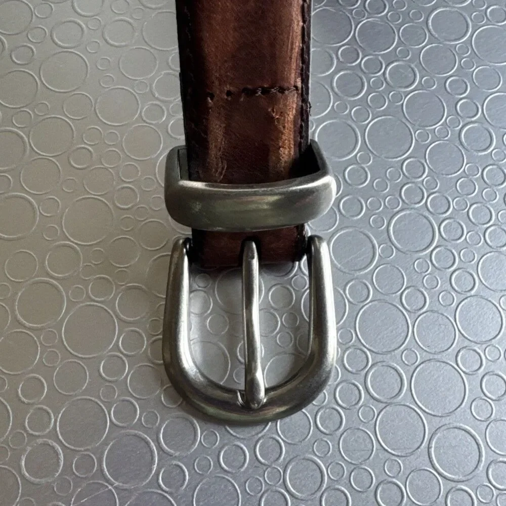 Vintage Unbranded Ranger Belt 3pc Metal Buckle Set 31 32 33 Skinny Boho Western